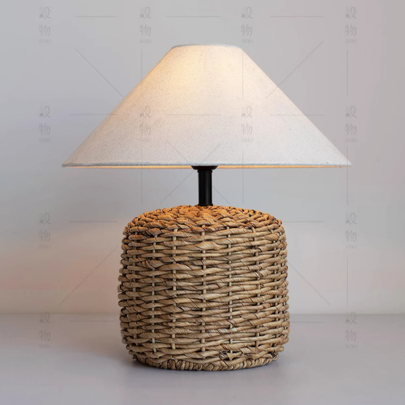 Desk Setup Vintage - Handgemaakte geweven E27 tafellamp rotan ornament