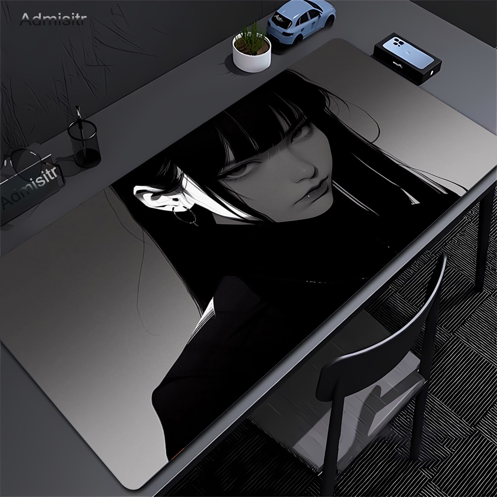 Desk Setup Pink - Zwart Anime Dark Girl Tafelmat Grote