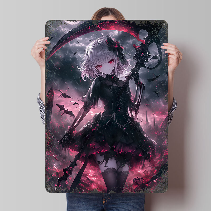 Desk Setup Vintage - Demon Grim Reaper Girl Poster Aangepaste