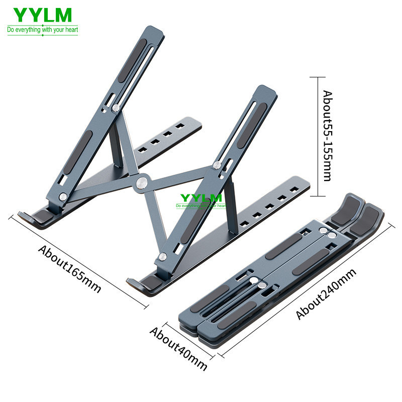 Desk Setup Pink - YYLM N3 Draagbare laptopstandaard Aluminium opvouwbare