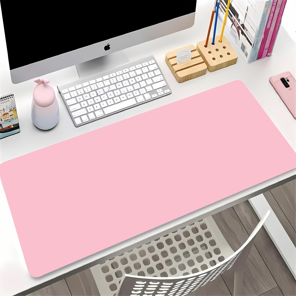 Desk Setup Pink - Effen kleur gaming muismat gamer toetsenbord