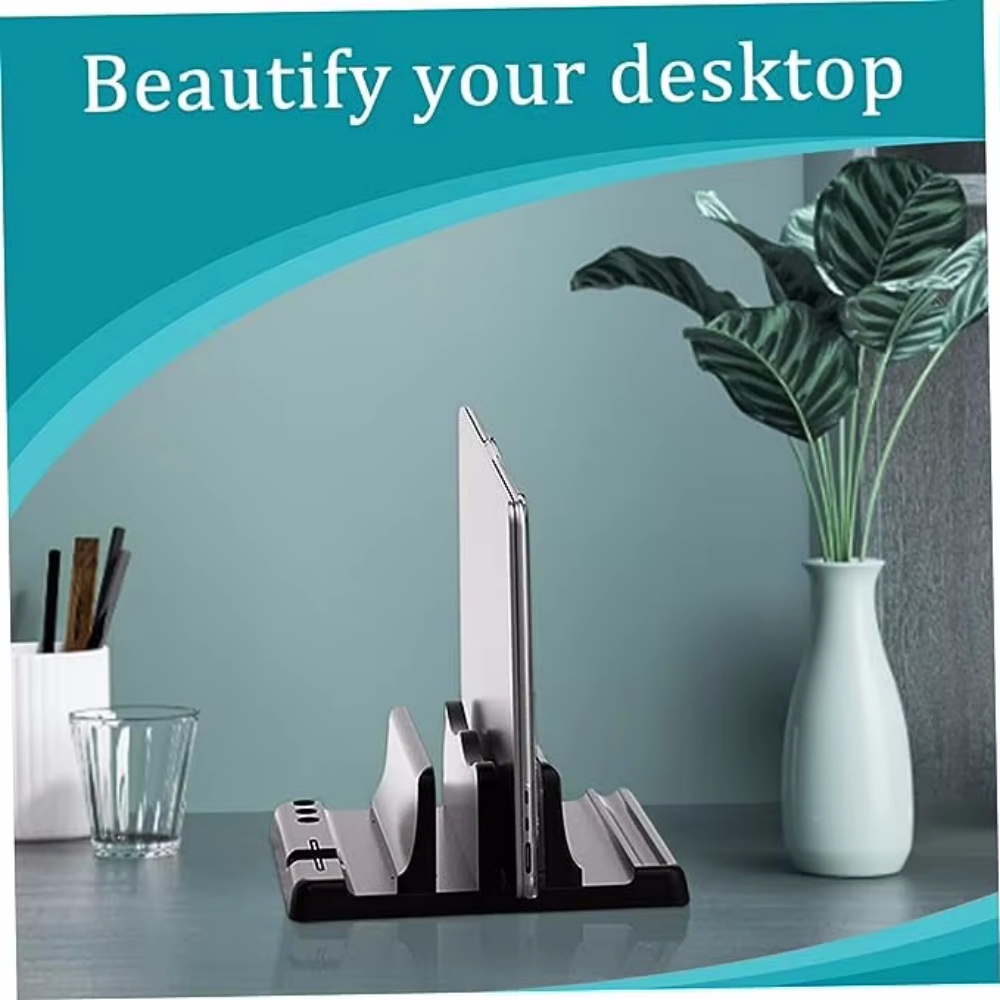 Desk Setup Pink - Verstelbare verticale laptopstandaard, breedte laptop houder,