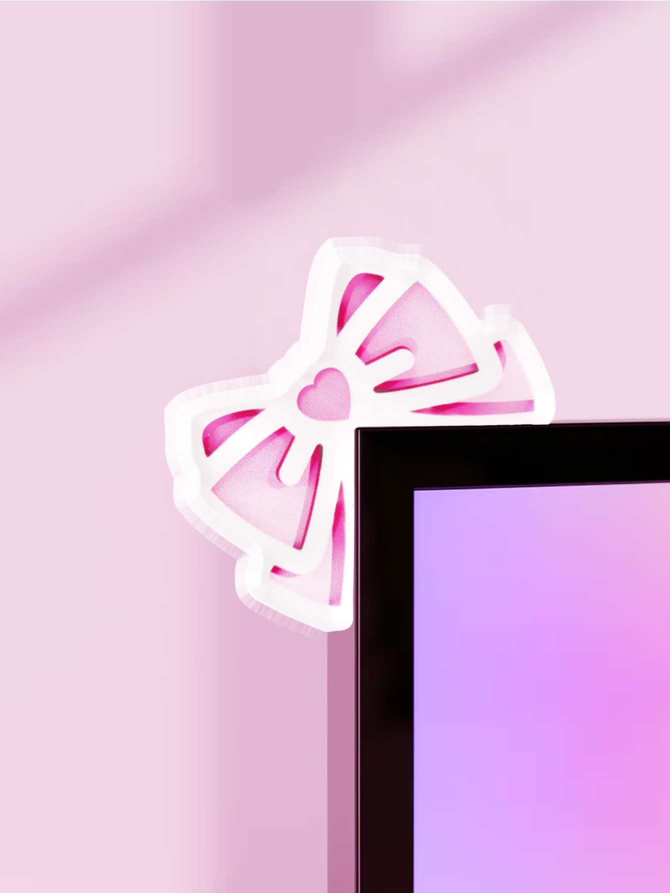 Desk Setup Pink - Kawaii Bow Monitor Decor Roze Acryl