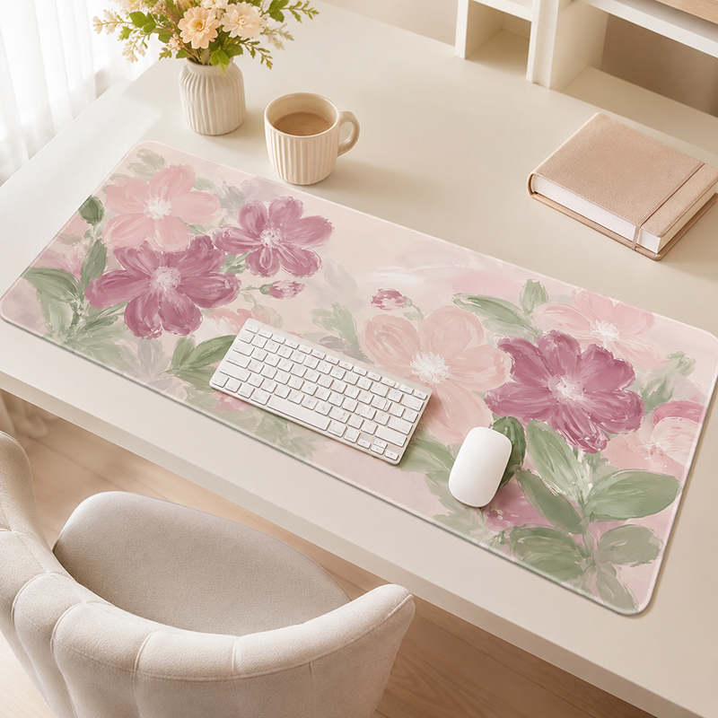 Roze Sakura aquarel muismat Ga - Desk Setup Pink recensie en prijs